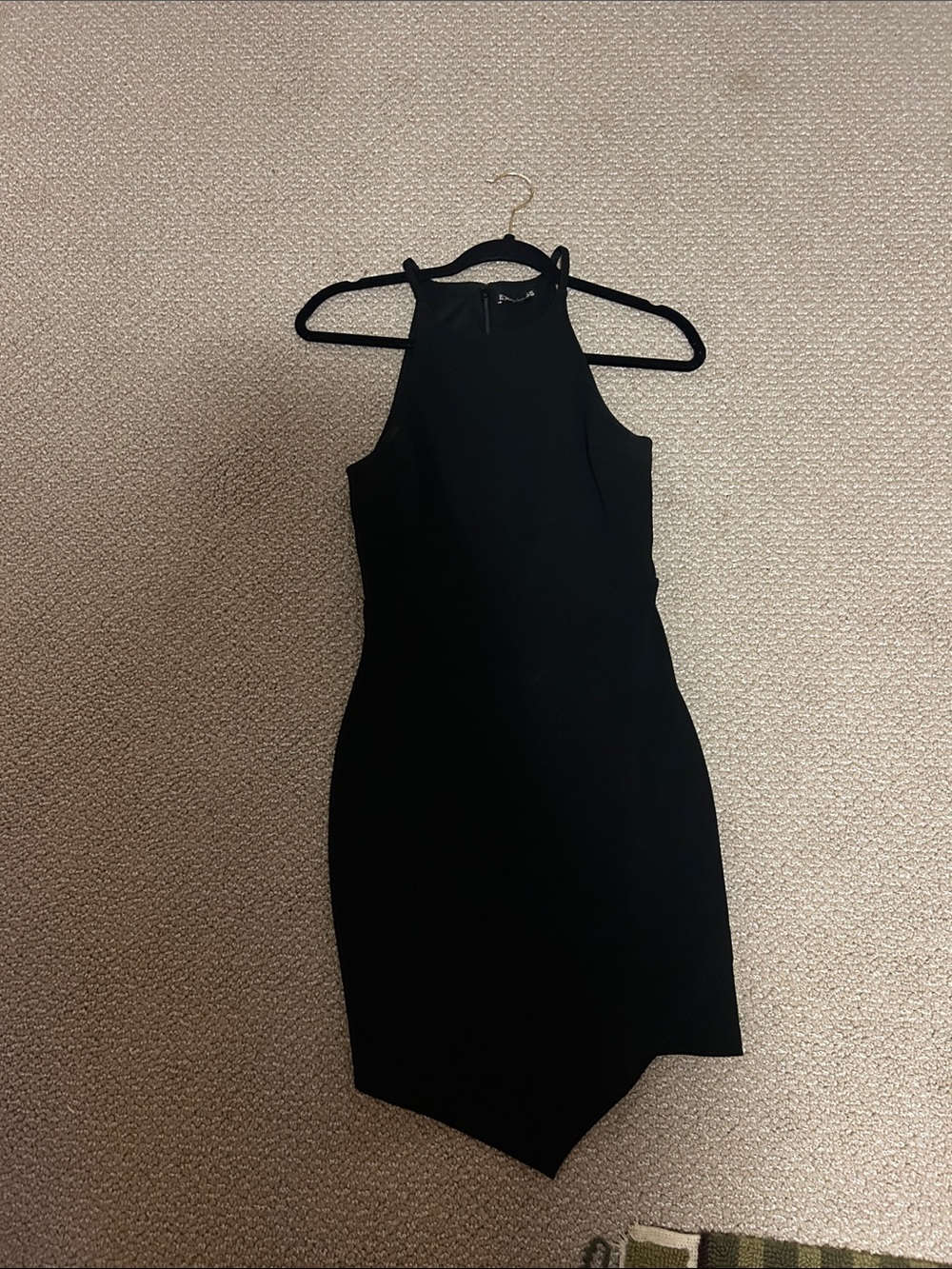 Express Black Asymmetrical Halter Dress